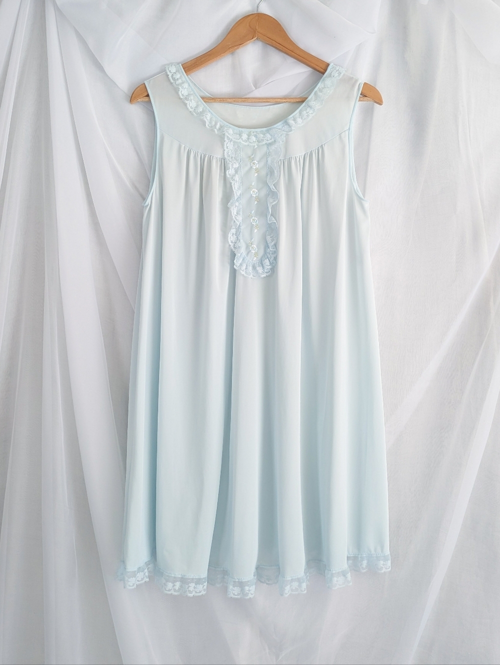Vintage Sheer Blue Babydoll Nightgown